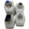 Image 1 : 4 New Rings Stamped .925 (Blue Natural Gems and Blue & Clear Crystals) longest ring face is 29 mm *
