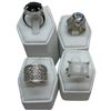 Image 1 : 4 New Rings Stamped .925 (Natural Stones & Crystals) longest ring face is 16 mm * Total weight: 31 g