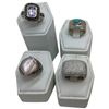 Image 1 : 4 New Rings Stamped .925 (Natural Stones & Crystals) longest ring face is 14 mm * Total weight: 38 g