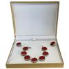Image 1 : Sterling Silver Carved Cinnabar Bracelet & Earring Set (Bracelet is 189mm wide