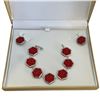 Image 2 : Sterling Silver Carved Cinnabar Bracelet & Earring Set (Bracelet is 189mm wide