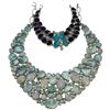 Image 1 : 2 Natural Gemstone & Crystal Bib Necklaces with Silver-Tone Settings (Widest is 2.25")