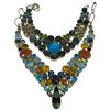 Image 1 : 2 Natural Gemstone & Crystal Bib Necklaces with Silver-Tone Settings (Widest is 2")
