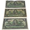 Image 1 : Three 1937 Bank of Canada One Dollar Bank Notes (2 Gordon/Towers (NL & JM Series) and 1 Coyne/Towers