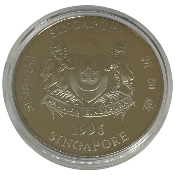 1996 Singapore 10 Dollar Year of the Rat Commemorative Coin N Capsule