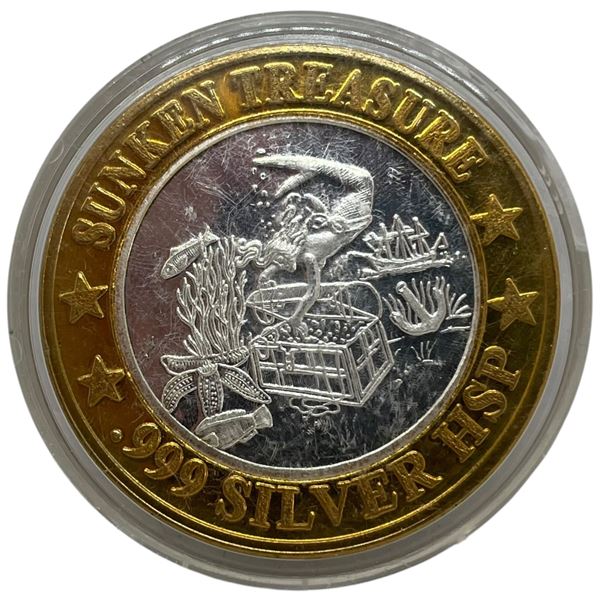 .999 Fine Silver Princess Cruises "Sunken Treasure" Token - Brass Rim - Total weight: 39.9 grams