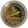 Image 2 : Vintage .999 Fine Silver Aladdin Casino $28 "Taj Mahal" Token - Gold Plated - Total weight: 20.3 Gra