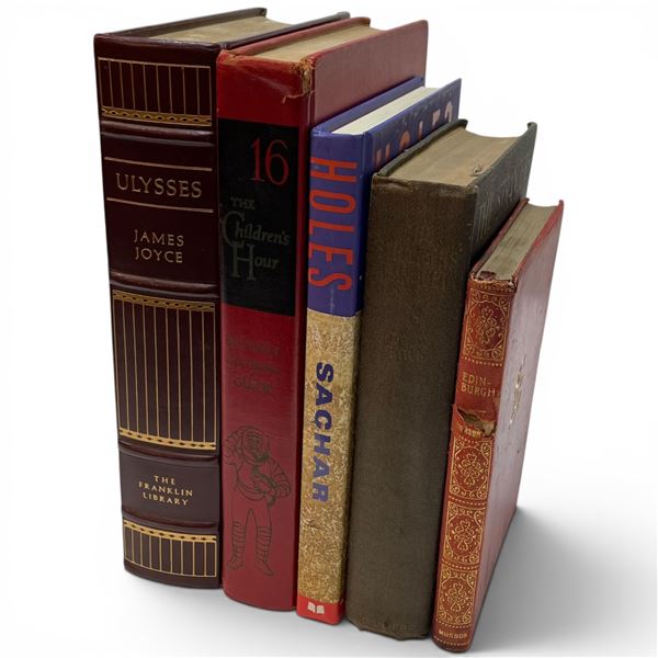5 Vintage Collectible Books -  Featuring: Signed "Ulysses" Autographed by James Joyce, 1988 "Holes"