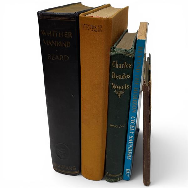 5 Vintage Collectible Books -  Featuring: 1857 "Charles Reade's Novels" Author's Edition, Signed 199