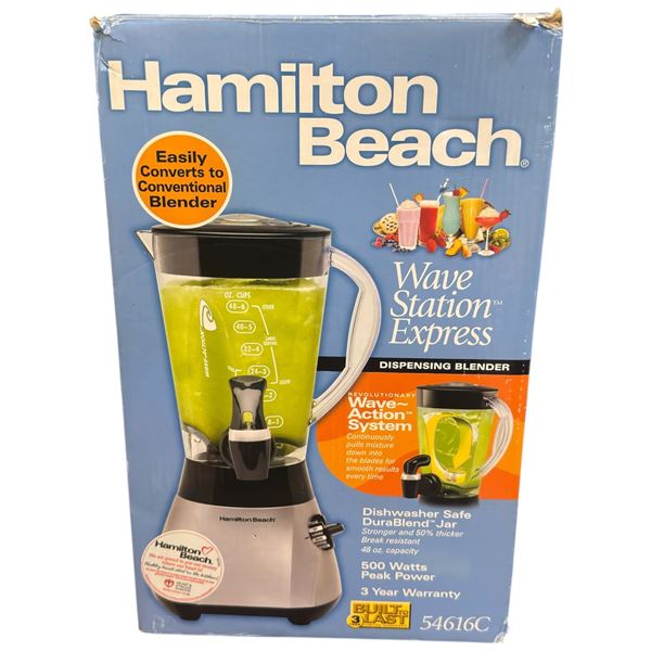 Hamilton Beach Wave Station Express Blender - Model 54616C - 48 Oz  DuraBlend Jar & 500 watts of pea