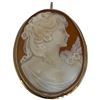 Image 1 : 14KT Gold Cameo Pendant Brooch - 37 x 35mm - Total Weight: 5 Grams