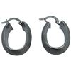 Image 1 : 14KT White Gold Hoop Earrings with Brushed Satin Finish - Carino Brand - 8mm wide x 21mm long - Tota