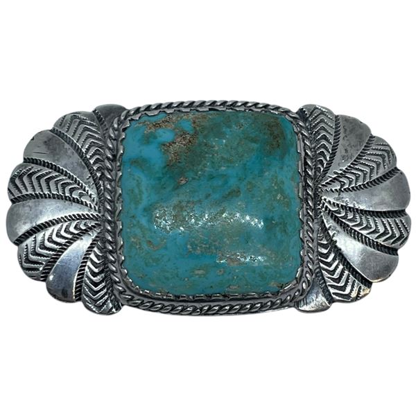 Navajo Silver & Turquoise Brooch - 30 x 55mm  Total weight: 19.4 grams - No hallmarks