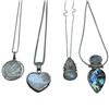 Image 1 : 4 Sterling Silver Pendant Necklaces (Heart necklace is reversible) Total weight: 57 grams