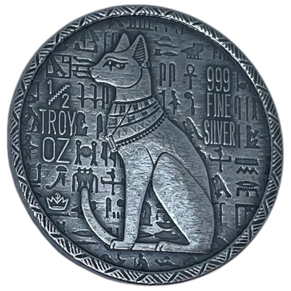 .999 Fine Silver Egyptian Bastet Round - 1/2 Troy Oz.