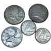 Image 1 : 5 Canada Silver Coins - 80% Silver (1940 & 47 25¢, 1961 & 65 10¢) and 50% Silver (1968 25¢)