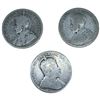 Image 2 : 3 Vintage Canadian Silver Quarters (1 x .925 Edward VII 1910 & 2 x 80% George V 1930 & ?)