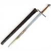 Image 1 : Medieval-Style Arming Sword with Leather Scabbard Brass Fittings  46" Long Sharp!
