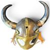 Image 2 : Replica Steel and Brass Horned Viking Helmet, Which Often Features a Face Mask Adult Size