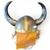 Image 4 : Replica Steel and Brass Horned Viking Helmet, Which Often Features a Face Mask Adult Size