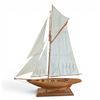 Image 1 : Wooden Two-Mast Hand-Crafted Schooner Style Sailboat Model on Display Base 37" Tall X 27" Long