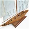 Image 4 : Wooden Two-Mast Hand-Crafted Schooner Style Sailboat Model on Display Base 37" Tall X 27" Long