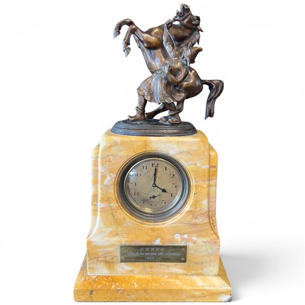 Vintage Marly Horse Mantel Clock with Hungarian 1950 Plaque, Wintermantel & Szombathy 14" Tall