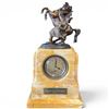 Image 1 : Vintage Marly Horse Mantel Clock with Hungarian 1950 Plaque, Wintermantel & Szombathy 14" Tall