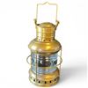 Image 1 : Vintage Perko Brass Ship's Anchor Lantern with Clear Fresnel Lens, Early 20th Century 12.5" Tall