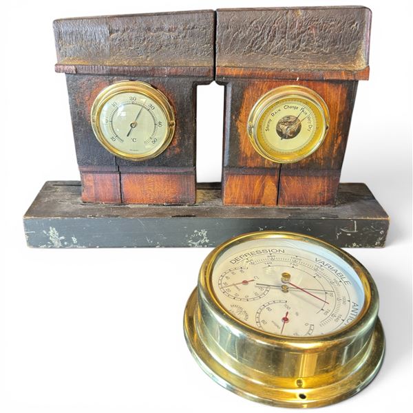 Vintage Brass Weather Station with Powell River Mill No.1 Commemorative Plaque, C.1912-1985 8.5"x13"