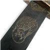 Image 4 : Vintage Brass-Hilt Eagle-Head Dagger with Stylized Chinese Engraved Blade, Mid-Century 16" Long