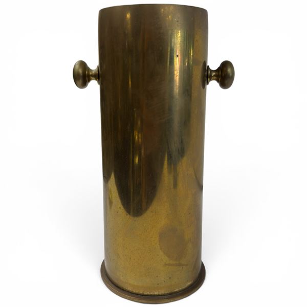 WWI/WWII Era K.F.C. 1/5 Brass Shell Converted to Trench Art Decorative Piece 10" tall