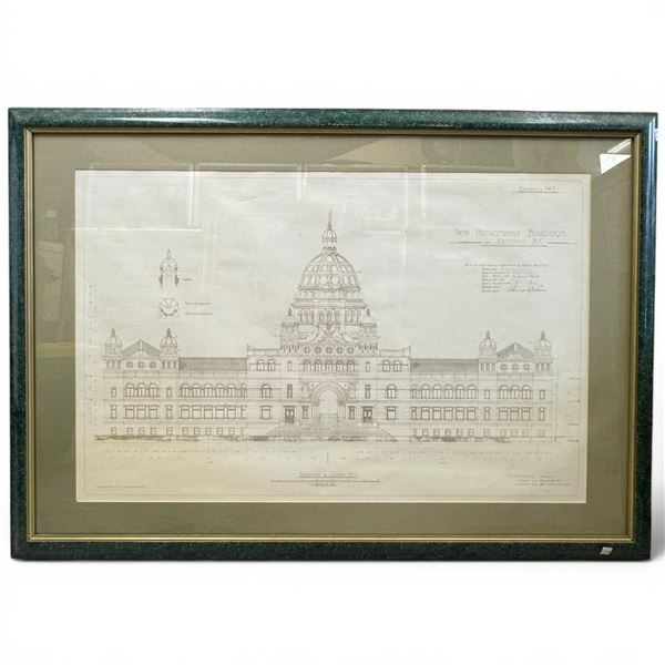 Francis Rattenbury 1890s Parliament Building Competition Print Historic BC Legislature Design 43x30"