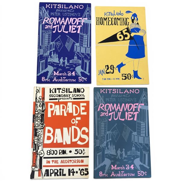 1964-65 Kitsilano Secondary Event Posters - Romanoff & Juliet, Parade of Bands, Homecoming 13.75x22"
