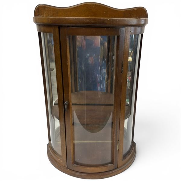 Vintage Half Moon Table Top Curio Cabinet - 18" Tall X 8" Deep