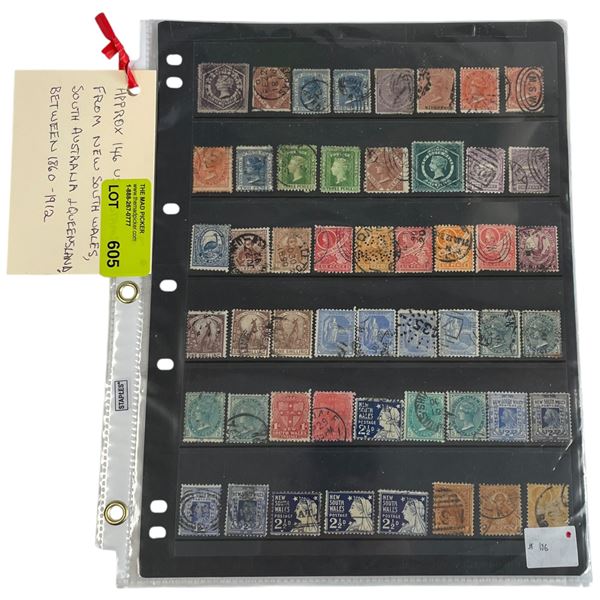 146 Used Stamps 1860-1912- New South Wales, South Australia & New Zealand - Approximate Count