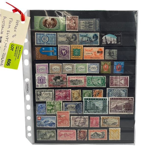 96 Used Stamps from Egypt, New Zealand, Australia and More - Estimated Catalogue Value of $450 - App