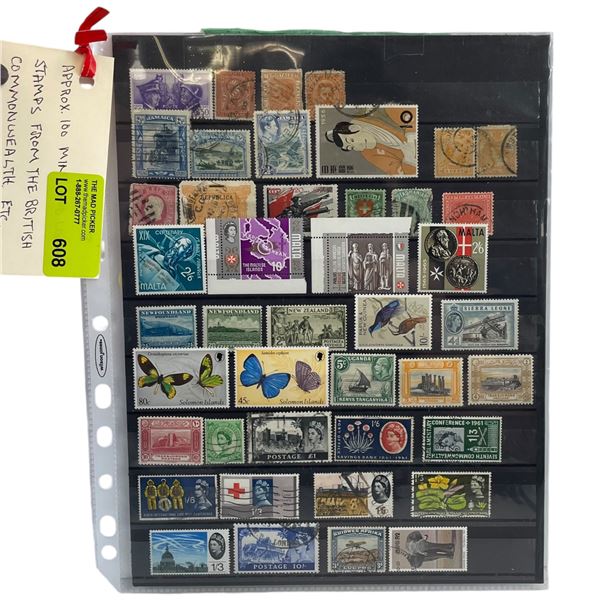 100 Mint and Used Stamps from The British Commonwealth and More - Estimated Catalogue Value of $320