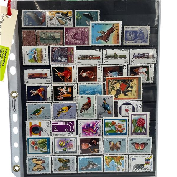 126 Mint and Used Stamps from India, Pakistan, Bahamas and more - Estimated Catalogue Value of $390