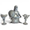 Image 1 : Michel Laude Pewter Medieval Soldier & Two Pewter Dragon Candle Holders 8" Tall