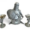 Image 2 : Michel Laude Pewter Medieval Soldier & Two Pewter Dragon Candle Holders 8" Tall