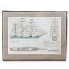 Image 1 : Framed Thermopylae Clipper Blueprint by J.G. Wood, 19th-Century Tea Race Sailing Vessel 30x23"