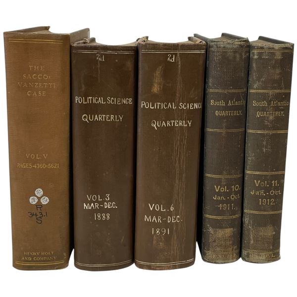 5 Antique Political and Historical Books - Late 19th and Early 20th Century * Features: "The Sacco-V