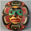Image 1 : Pacific Northwest Coast Style "Moon Mask" - Hand Carved and Painted - Signed W. Bear (12" x 13" x 4"