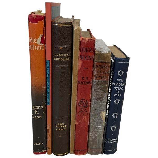 7 Vintage 1940s Books * Featuring: "Lorna Doone" by R.D. Blackmore, ""Burns's Poetical Works", and "