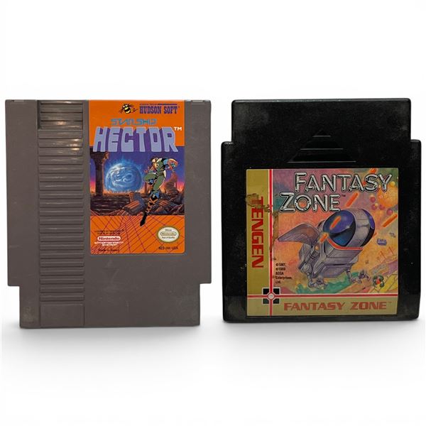 NES Starship Hector (Hudson Soft, 1987) & Fantasy Zone (Tengen, Black Cart) - Cartridge Lot