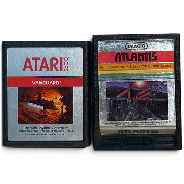 Atari 2600 Cartridge Lot (2 Games) - Vanguard & Atlantis - Original Vintage Releases