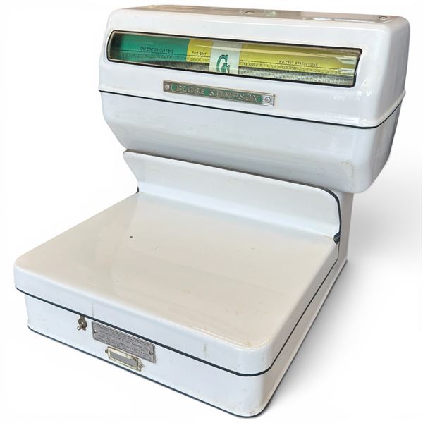 1950s Globe Stimpson Model 81 Counter Top Computing Deli/Grocery Scale - White Enameled with a 24 Po