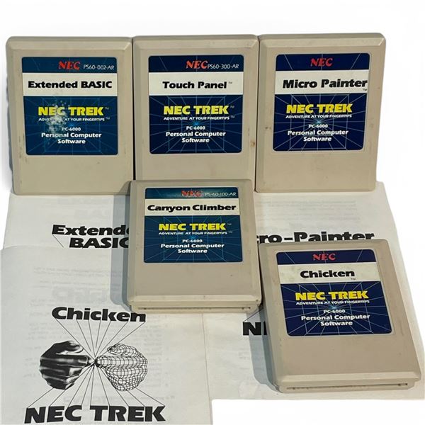 NEC PC-6001 TREK Cartridge Lot (5 Rare US Releases) Canyon Climber, Chicken, Extended BASIC & More