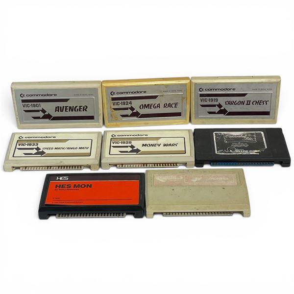 Commodore Vic-20 Cartridge Lot (8 Games/Programs) - Early 1980s White/Silver Label Variants